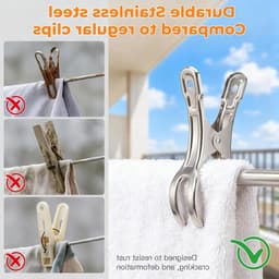 Handdoekklemmen 11 cm - 16 stuks voor strandstoelen, roestvrij staal, grote wasknijpers, ideaal voor badhanddoeken en lakens — thumbnail 5