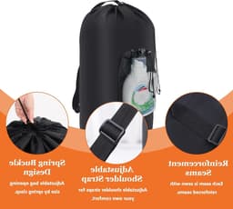 Vouwbare Wasmand van 95L met Zak en Schouderband, Ideaal voor Huishoudelijk Gebruik, Badkamer of Studentenhuis, Zwart — thumbnail 2