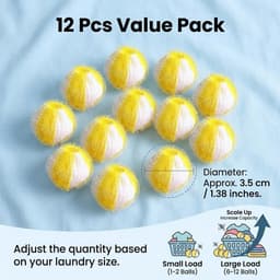 SnelShoppen - 12 stuks herbruikbare anti-haarballen voor wasmachine, geel en wit, haarvanger, wasbal, pluisjesvanger, milieuvriendelijk, effectief des — thumbnail 3