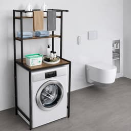 DPLUNIQ Wasmachine Kast - Opbergrek - Wasmachine Ombouw - Wasmachine Rek - 3 Lagen - Verstelbaar - Max.10kg per laag - Zwart/Eiken — thumbnail 4