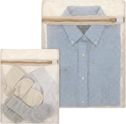 Set van 2 Katoenen Wasnetten voor Delicate Kleding, Ademend Met Rits voor Ondergoed, Sokken en Kledingstukken - 15,75×12 cm en 7,87×12 cm — thumbnail 1