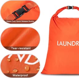 SnelShoppen - Travel Laundry Bag 2 Stuks - Waterdichte Nylon Waszakken met Rolsluiting - 2 Maten - Compact Vouwbare Vuilwaszak voor Camping en Reizen — thumbnail 4