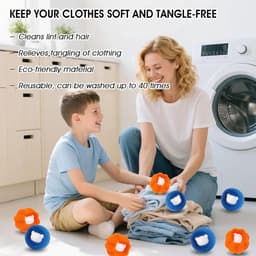SnelShoppen - Wasmachine Dierenhaarverwijderaar, 8-pack Herbruikbare Haarverwijderingsballen, Pluizenfilter voor Effectieve Dierenhaar en Pluizen Verw — thumbnail 4