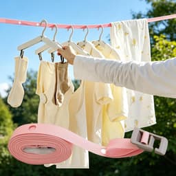 Reiskledinglijn - Kampeerwaslijn - Was Drogen - 34 Haakjesgaten - 3.5 Meter - Roze — thumbnail 2