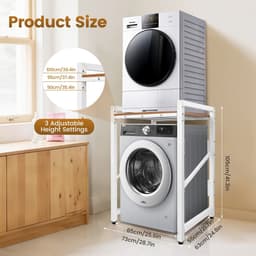 Miryx Wasmachinerek - Grote Wasmachine Plank - Wasmachine Ombouw - Badkamerkast - Verhoger - Ombouwkast - Tot 350kg - Verstelbaar — thumbnail 3