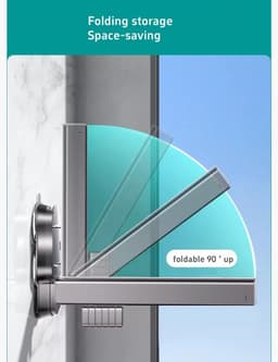 Droogrek voor aan de muur, met zuignap, 90° opvouwbaar droogrek van aluminiumlegering voor binnen- en buitengebruik. — thumbnail 5
