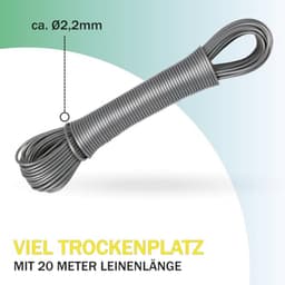 Uittrekbare Waslijn 20 Meter - Robuuste en Roestvrije Lijn voor Droogmolen en Tuin — thumbnail 4