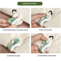 QTTVBTNA - Dekbed clips - Stevige Dekbed clips - Bevestigers voor dekbed en dekbedovertrek - ABS - Veilig & Naaldloos - Groen - 6 stuks — thumbnail 4