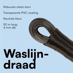 Extra sterke waslijn - 50 meter lange PVC wasdraad met stalen kern - Drooglijn voor buiten - Ø 4 mm — thumbnail 5