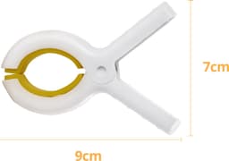 Ecorare - Handdoek Knijpers - Anti-slip rubbers - Set van 3 grote knijpers - Geel witte Strandlaken knijpers — thumbnail 4