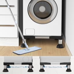 Wasmachine Onderstel met Schokabsorberende Functie - Belastbaarheid 250 kg, Verstelbaar van 45-65 cm - Zwart — thumbnail 5