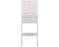 Wasmachinekast voor Badkamer en Wasruimte - Ruimtebesparende Hoge Kast (Wit)