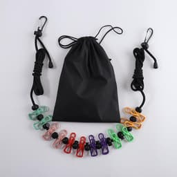 Droogrek en elastische waslijn voor camping en reizen - 4m intrekbare reiswaslijn met 12 wasknijpers voor outdoor en vakantie — thumbnail 1