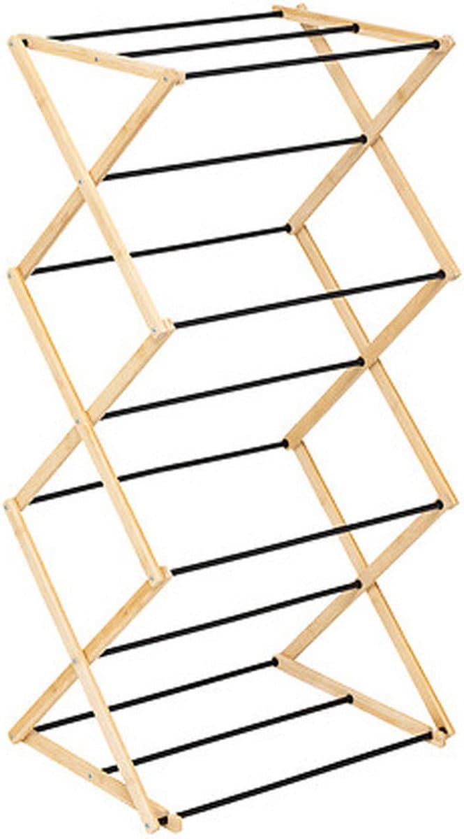 Five Wasrek/droogrek - zwart - bamboe - 54 x 106 cm - staand/inklapbaar — afbeelding 1