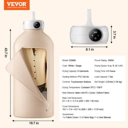 VEVOR Draagbare Wasdroger, Drogtas, PTC-verwarming en LED-display, 600 W — thumbnail 1