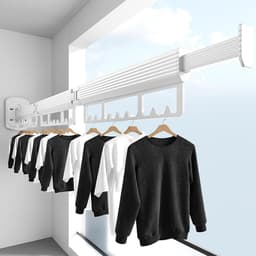 Inklapbaar droogrek voor balkon en muur - wasrek voor buiten - drievoudig gevouwen wit — thumbnail 3