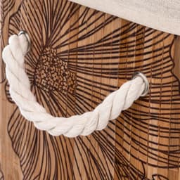 5Five Wasmand met deksel - bamboe hout - 60 Liter- naturel wit - 43 x 31 x 50 cm - Flora print — thumbnail 2
