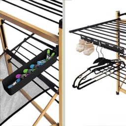 Droogrek - Inklapbaar wasrek voor binnen en buiten - Staand droogrek met vleugels - Ruimtebesparend en lichtgewicht - Voor kleine en grote wasjes - Perfect voor appartementen, balkon en studentenkamer - Snel opvouwbaar - Wasdroogrek voor huishoudelij — thumbnail 5