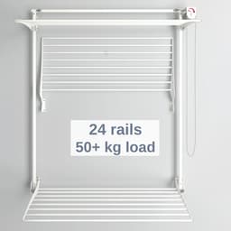 Foxydry Tower 152 cm white - 3 droogrekken boven elkaar, inklapbaar en hoogte verstelbaar -bediening rechts- 152 x 52 x 137 cm — thumbnail 2