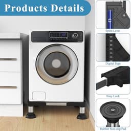 Wasmachine Onderstel met Schokabsorberende Functie - Belastbaarheid 250 kg, Verstelbaar van 45-65 cm - Zwart — thumbnail 2