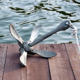 Vouwanker met Ankertouw - Klapanker Vierhaakanker - Watersport Stabiliteit - Verzinkt Gietijzer - 1.5 kg - Grijs — thumbnail 2