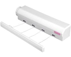Dailygoods- Waslijn Intrekbaar 3,75 m - Telescopische Wandwasdroger - 4/5 Draden - Duurzaam - Ruimtebesparend - Tot 8 kg Belastbaar - Wasrek