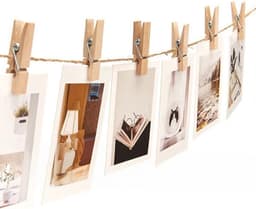 Houten wasknijpers 7cm Vintage: Grote klemmen voor foto's ophangen, 50 stuks met jute koord voor knutselen, bruiloftsdecoratie en doe-het-zelfprojecten — thumbnail 3