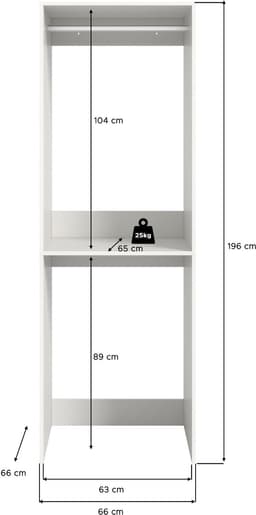 xonox.home Free wasmachinekast (B/H/D: 66x195x66 cm) in wit imitatie — thumbnail 3