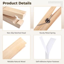 Houten Wasknijpers - Grote Clips - Decoratie Ophangen - Handgemaakt Rustiek - 30 cm - Natuurlijk Hout — thumbnail 3