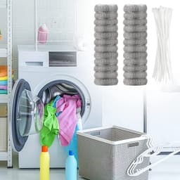 24 stuks pluizenfilters voor wasmachines, roestvrijstalen pluizenvangers, wasfilter voor wasmachineslang met 24 kabelbinders — thumbnail 2