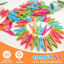 Kleurige en Sterke Kledingknijpers - 72 Stuks, Windbestendig voor Waslijnen en Hangers, Ideaal voor Buitengebruik en Thuisgebruik — thumbnail 4