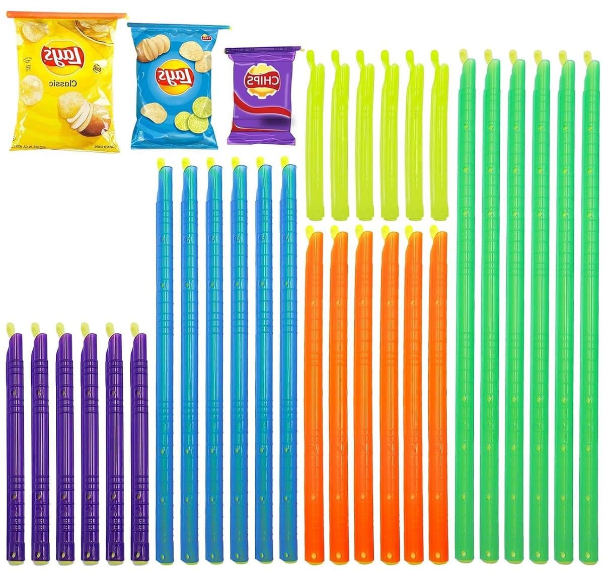 Zak Sluitclips - Zakverzegelaars Keuken - Voedsel Bewaren - Herbruikbaar en Kleurrijk - 5 Maten - Multicolor — afbeelding 1