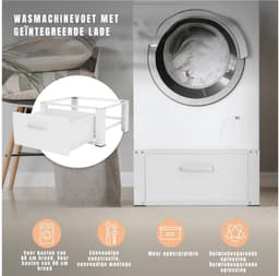 YOR® Wasmachine Verhoger - Wasmachine Verhoger met Lade - Wasmachine Sokkel Met Laadcapaciteit tot 150 KG - Wasmachine Kast - Wasmachine Ombouw – Wasmachineverhoger - ‎Wit- 63cm x 54cm x 32 cm; 9 kg — thumbnail 5