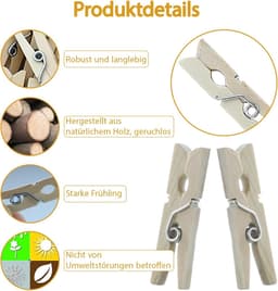 Houten wasknijpers 2,5 cm - Mini wasknijpers 110 stuks — thumbnail 4
