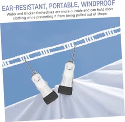 Kledinglijnen Set - Droogtouw Waslijn - Buiten Drogen - Windproof Non-slip - 2 Stuks - Wit — thumbnail 3
