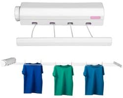 Dailygoods- Waslijn Uittrekbaar 3,75 m - Wanddroogrek - Uittrekbare Waslijn - Draagbare Waslijn - Ruimtebesparend - Tot 8 kg Belastbaar - Drooglijn