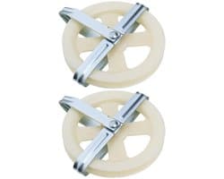Dailygoods- Waslijn Katrol 15,5 cm - 2x Waslijn Uittrekbaar - Duurzaam Impactplastic - Ondersteuning voor Touw tot 3/8" - Eenvoudig te Installeren - Wit