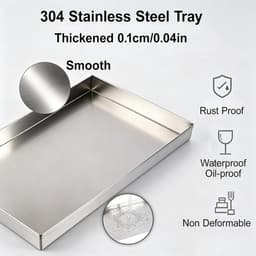 Drip Tray - Water Opvangbak - Lekkage Opvangen - Roestvrij Staal - 30x30cm - Zilver — thumbnail 2