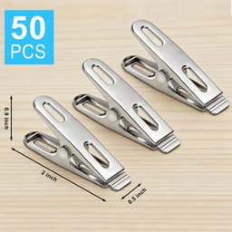 Wasknijpers - Kledingklemmen - Kleding Drogen - Roestvrij Staal - 50 Stuks - Zilverkleurig — thumbnail 3