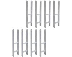 Paalanker set - Grondanker H-anker - Omheining bouwen - Stabiele constructie - 8 stuks - Zwart