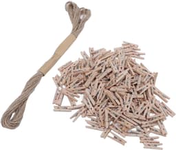Houten Knijpers - Mini Clips - Foto Ophangen - Natuurlijke Grenen Constructie - 200 Stuks - Houtkleur — thumbnail 5