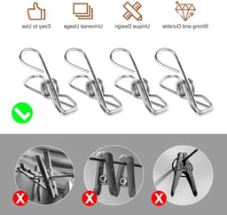 RVS Wasknijpers Set van 100 Stuks, Duurzame Klemmen voor Kleding, Huishoudelijk Gebruik en Kantoor — thumbnail 2