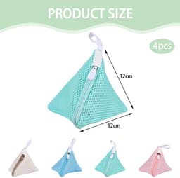 Dailygoods- Waszak Mini Driehoek 4 Stuks - Polyester - Reiswaszak - Netzakken voor Ondergoed - Antislip Rits - 12 cm x 12 cm - Wasnet — thumbnail 2