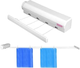 Dailygoods- Waslijn Intrekbaar - 4 Lijnen - Wandmontage - Duurzaam Materiaal - Verstelbare Lengte - Tot 8kg Belastbaar - Wasdroger — thumbnail 1
