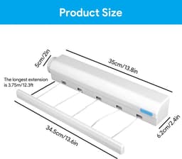 Dailygoods- Waslijn Uittrekbaar - Telescopische Wandmontage - Kleding Hangende Lijn - Sterk Touw - Hoogwaardig ABS-Materiaal - Geschikt voor Binnen/Buiten - Wasdrogerlijn — thumbnail 3