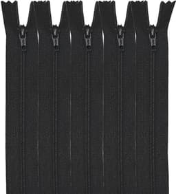 Nylon Ritssluitingen - Kleding Rits - Kleding Maken - Met Metalen - 5 Stuks 12cm - Zwart — thumbnail 1