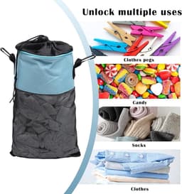 Waslijn Organizer - Klemmen Tas - Wasgoed Drogen - Waterdicht Ademend - 300 Klemmen Capaciteit - Blauw — thumbnail 4