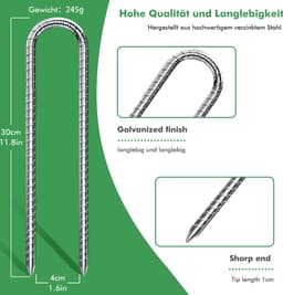 SnelShoppen - 6 Stuks U-Type Grondankers 30cm - Gegalvaniseerd Staal - Voor Trampoline, Tenten, Fietsen, Tuin - Sterk en Duurzaam - Ideaal voor Campin — thumbnail 3