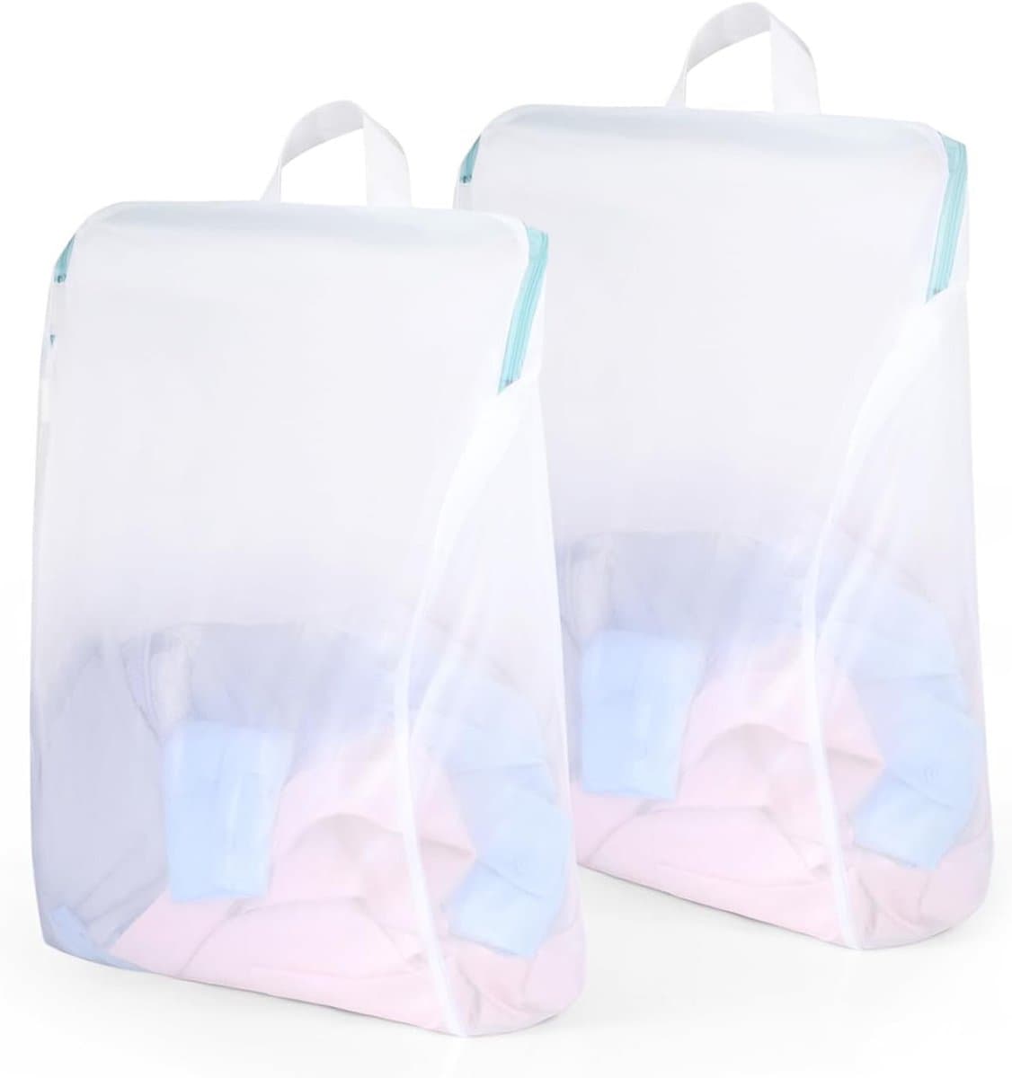 Wasnet voor de wasmachine - Mesh waszakken met rits en handvat voor ondergoed, blouses en shirts - 40 x 50 cm, set van 2 — afbeelding 1