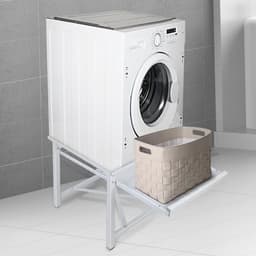 Wasmachine onderstel - Apparaat verhoger - Huishoudelijke taken - Uittrekbare plank - 60x56x52 cm - Wit — thumbnail 3
